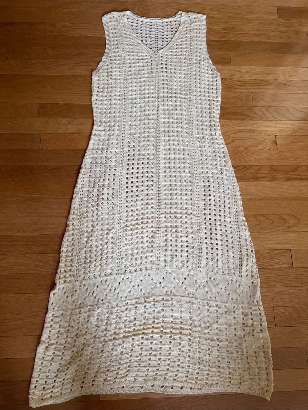 NWOT Cream Crochet Knit Sleeveless Midi Dress XXL